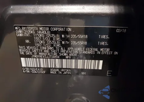 2018 Toyota Rav4 Limited/Se/Platinum из США, поврежденный, VIN JTMDFREV3JJ734894